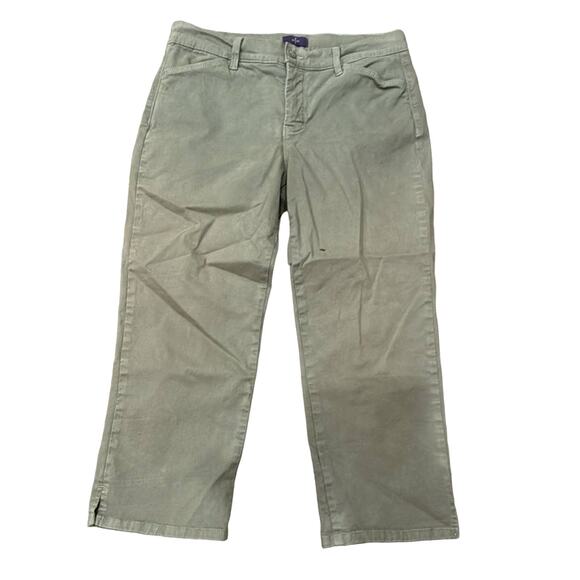 NYDJ Women's Lift Tuck Cotton Blend Crop Pants Khaki Size 8 - Picture 1 of 7